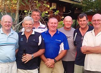 (From left to right): Vin Connellan, Colin Oliver, Jan Thorsberg, Murray Hart, Doug Campbell, Rick Forrest and Sid Ottaway.